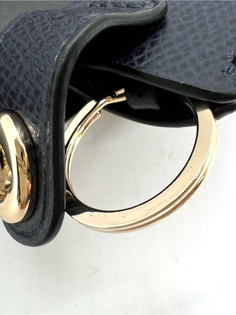 Coach Dark Navy Lizard Embossed Leather Turnlock Clochette Bag Charm Key Fob